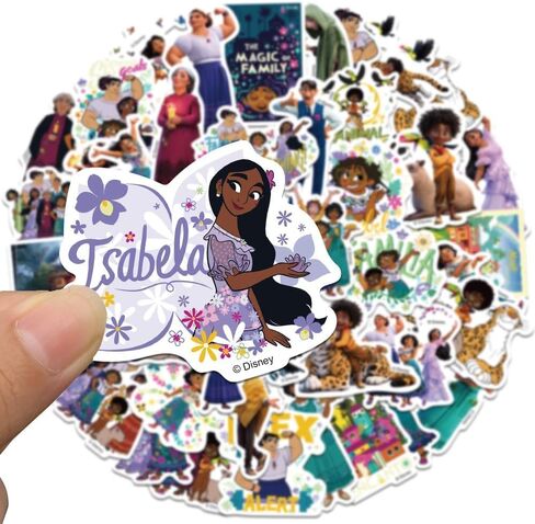 50pcs Encanto Stickers Pack,Cool Waterproof Vinyl Movie Decal for Teen Adult Boy Laptop, Travel Case, Phone, Bike, Water Bottle, Guitar, Computer, Skateboard Kids, Toddlers in Saudi Arabia