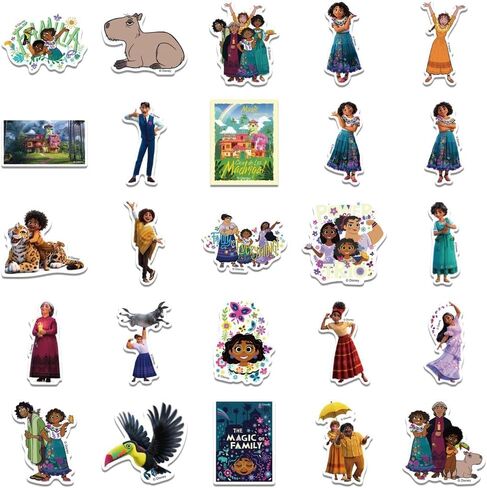 50pcs Encanto Stickers Pack,Cool Waterproof Vinyl Movie Decal for Teen Adult Boy Laptop, Travel Case, Phone, Bike, Water Bottle, Guitar, Computer, Skateboard Kids, Toddlers in Saudi Arabia