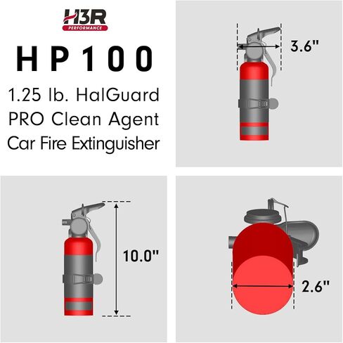 H3R Halon Fire Extinguisher for Car – HalGuard PRO Clean Agent, 1.25 lb Red, Vehicle & Auto, UL Listed (HP100R) in Kuwait