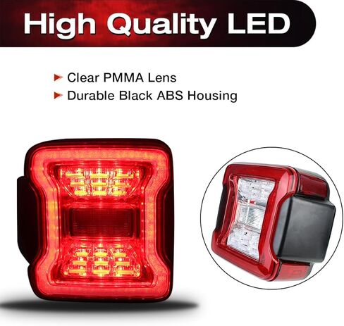 EOMD DOT Approved Clear Lens LED Tail Lights Compatible with 2018-2025 Jeep Wrangler JL, w/Running Light, Brake Turn Signal Lamp and Reverse Lamps, Pair in Saudi Arabia
