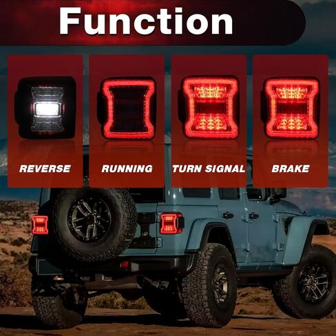 EOMD DOT Approved Clear Lens LED Tail Lights Compatible with 2018-2025 Jeep Wrangler JL, w/Running Light, Brake Turn Signal Lamp and Reverse Lamps, Pair in Saudi Arabia