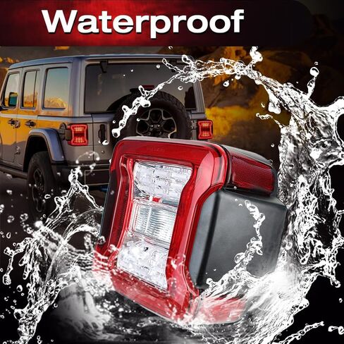 EOMD DOT Approved Clear Lens LED Tail Lights Compatible with 2018-2025 Jeep Wrangler JL, w/Running Light, Brake Turn Signal Lamp and Reverse Lamps, Pair in Saudi Arabia