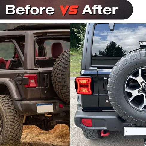 EOMD DOT Approved Clear Lens LED Tail Lights Compatible with 2018-2025 Jeep Wrangler JL, w/Running Light, Brake Turn Signal Lamp and Reverse Lamps, Pair in Saudi Arabia