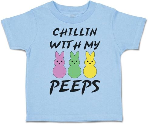 Toddler T-Shirt عيد الفصح Chillin مع زملائي أرنب مضحك الفكاهة عيد الفصح عيد الفصح Bunny Boy & Girl Cloths لطيف طفل مضحك التصميم الأزرق فقط 2T in Kuwait