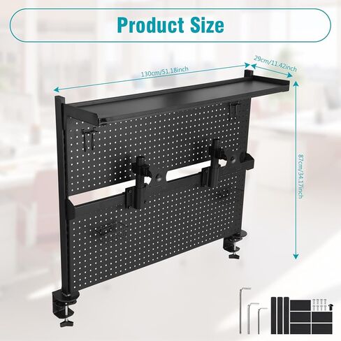 Metal Desktop Organizer with Monitor Stands Computer Accessories Steel Stand Pegboard 51 X 34 Inch for Office Supplies Dorm Home Decor in Kuwait