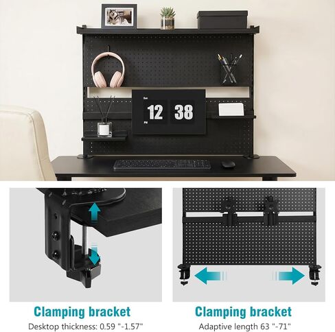 Metal Desktop Organizer with Monitor Stands Computer Accessories Steel Stand Pegboard 51 X 34 Inch for Office Supplies Dorm Home Decor in Kuwait