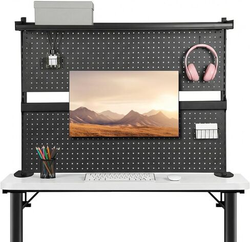 Metal Desktop Organizer with Monitor Stands Computer Accessories Steel Stand Pegboard 51 X 34 Inch for Office Supplies Dorm Home Decor in Kuwait