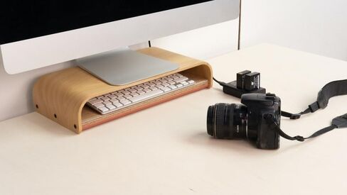 Premium Limited Edition Wooden Monitor Riser, Ergonomic Curved U‑Shape Desk Stand for Computer & Keyboard Storage in Saudi Arabia