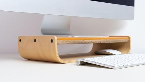 Premium Limited Edition Wooden Monitor Riser, Ergonomic Curved U‑Shape Desk Stand for Computer & Keyboard Storage in Saudi Arabia