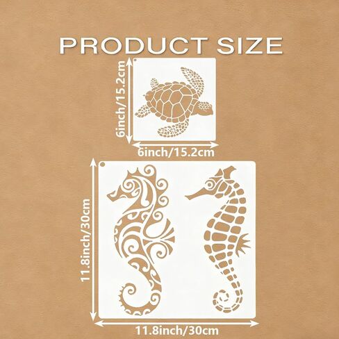 8 Pcs Ocean Creatures Stencils Painting Reusable Sea Animals Stencils for Crafts Plastic Turtle Seahorse Starfish Stencil Drawing Templates for DIY Wall Canvas Knit Notebook Card Wood in Saudi Arabia