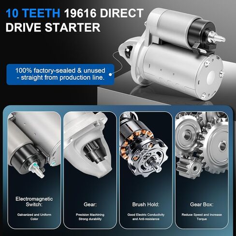 GRACEGALAXY 19616 Starter Motor for Chrysler 200 Town & Country 2011-2016, Dodge Grand Caravan Journey 3.6L, Avenger 2011-2014, Jeep Cherokee 2014 3.2L, Ram ProMaster 2014-2016, 12V 1.3KW 10-Tooth in Saudi Arabia