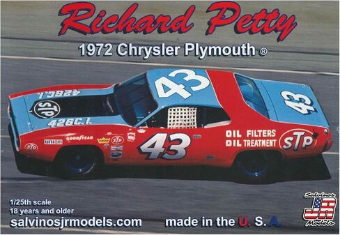 Salvinos Jr Models 1/25 1972 Plymouth Road Runner 43 Richard Petey Plastic Model SJMRPCP1972D in Saudi Arabia