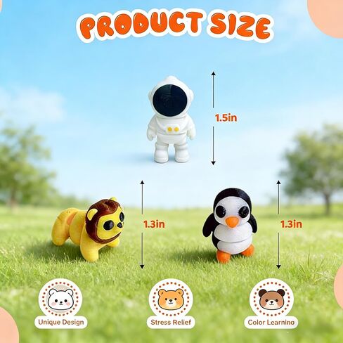50PCS Mini 3D Printed Animal Figurines Bulk, Articulated Flexible Fidget Toy Mystery Set, Random Small Animal Figures for Kids Classroom Rewards, Party Favors, Stocking Stuffers Gifts (50) in Saudi Arabia