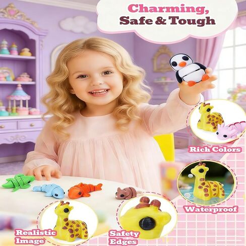 50PCS Mini 3D Printed Animal Figurines Bulk, Articulated Flexible Fidget Toy Mystery Set, Random Small Animal Figures for Kids Classroom Rewards, Party Favors, Stocking Stuffers Gifts (50) in Saudi Arabia