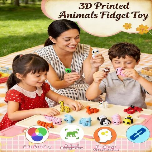 50PCS Mini 3D Printed Animal Figurines Bulk, Articulated Flexible Fidget Toy Mystery Set, Random Small Animal Figures for Kids Classroom Rewards, Party Favors, Stocking Stuffers Gifts (50) in Saudi Arabia