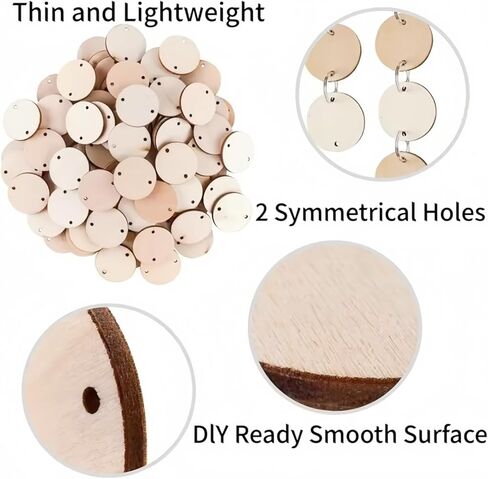 50 Wood Rounds and 50 Key Rings Wooden Circle Discs with 2 Holes and Ring Clips for Birthday Board Tags, Homemade DIY Gifts, Arts and Crafts (2" Inch) in Saudi Arabia