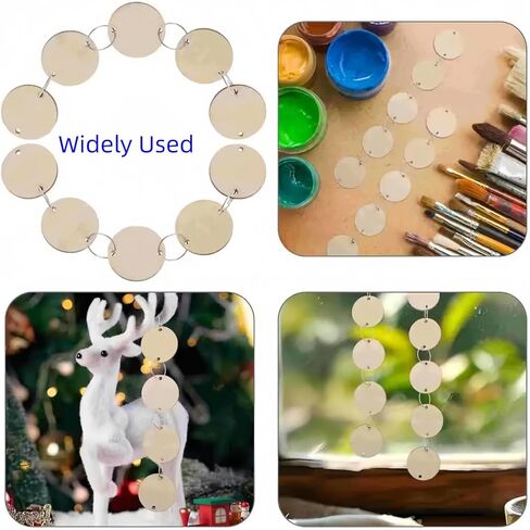 50 Wood Rounds and 50 Key Rings Wooden Circle Discs with 2 Holes and Ring Clips for Birthday Board Tags, Homemade DIY Gifts, Arts and Crafts (2" Inch) in Saudi Arabia