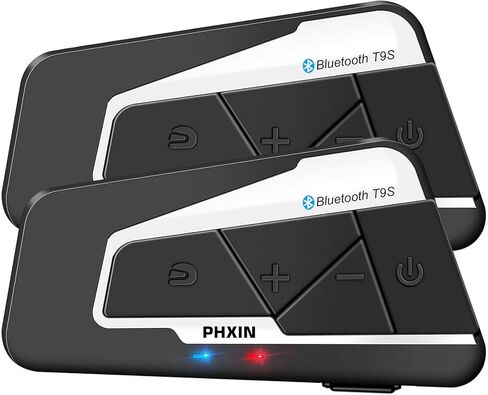 PHXIN T9S Ultra Motorcycle Bluetooth Headset, 10-Way Group Intercom, Advanced Noise Cancellation, IP67 Waterproof, Long Battery Life, Dual Mic for Motorcycle, ATV, Dirt Bike in Saudi Arabia