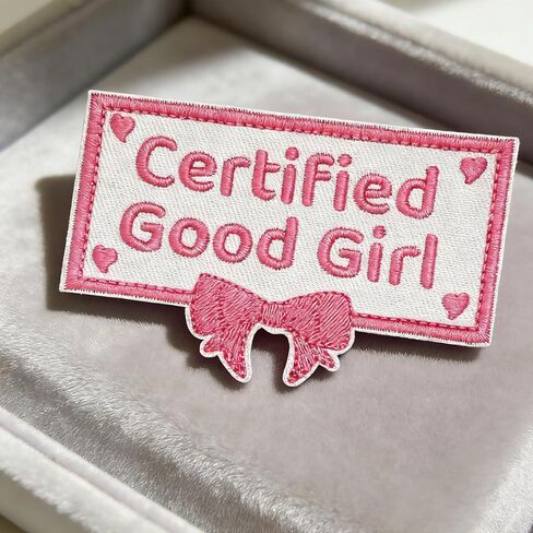 Dog Patches for Harness, Funny Pink Certified Good Girl Dog Harness Patches, Dog Vest Patches Hook and Loop Tape Embroidered Applique with Bow Tie, Fit Dogs Backpacks Clothes (3.35x2.17 Inch) in Saudi Arabia