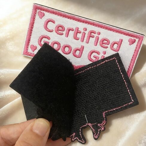 Dog Patches for Harness, Funny Pink Certified Good Girl Dog Harness Patches, Dog Vest Patches Hook and Loop Tape Embroidered Applique with Bow Tie, Fit Dogs Backpacks Clothes (3.35x2.17 Inch) in Saudi Arabia