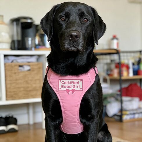 Dog Patches for Harness, Funny Pink Certified Good Girl Dog Harness Patches, Dog Vest Patches Hook and Loop Tape Embroidered Applique with Bow Tie, Fit Dogs Backpacks Clothes (3.35x2.17 Inch) in Saudi Arabia