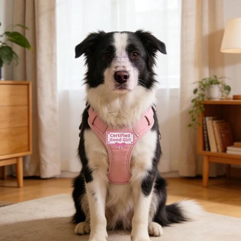 Dog Patches for Harness, Funny Pink Certified Good Girl Dog Harness Patches, Dog Vest Patches Hook and Loop Tape Embroidered Applique with Bow Tie, Fit Dogs Backpacks Clothes (3.35x2.17 Inch) in Saudi Arabia
