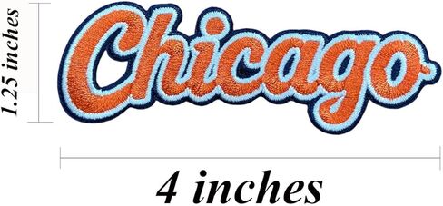 2 PCS Chicago Word Letters Football Patch Embroidered Iron On Patches for Decorate Craft Clothes in Saudi Arabia