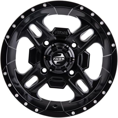 عجلة TUSK 4/137 Beartooth مقاس 14x7 4.0 + 3.0 باللون الأسود غير اللامع متوافقة مع Kawasaki Teryx4 800 2014-2025 in Kuwait