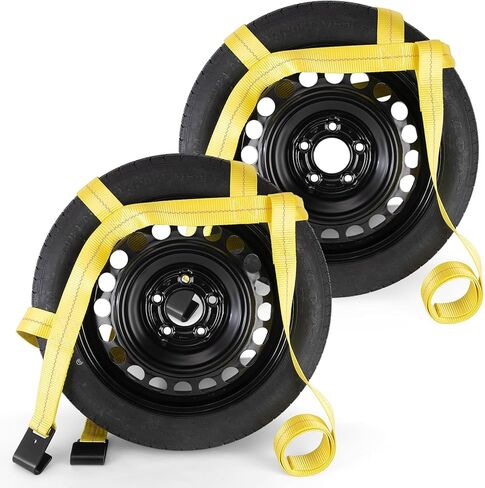 Tow Dolly Basket Straps, Car Dolly Wheel Straps with Flat Hook Fits 15"-19" Tires Wheels Auto Vehicle 10,000 Lbs Breaking Strength (Yellow) in Saudi Arabia