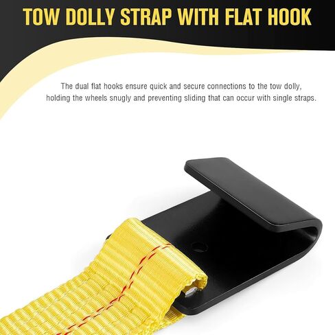Tow Dolly Basket Straps, Car Dolly Wheel Straps with Flat Hook Fits 15"-19" Tires Wheels Auto Vehicle 10,000 Lbs Breaking Strength (Yellow) in Saudi Arabia