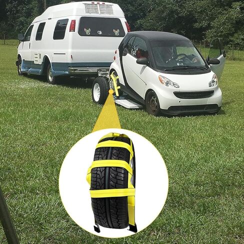 Tow Dolly Basket Straps, Car Dolly Wheel Straps with Flat Hook Fits 15"-19" Tires Wheels Auto Vehicle 10,000 Lbs Breaking Strength (Yellow) in Saudi Arabia