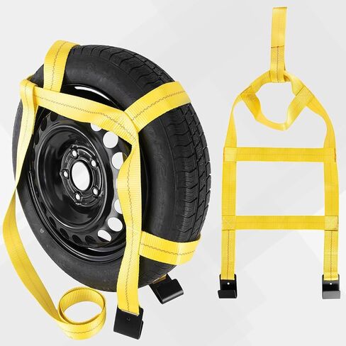 Tow Dolly Basket Straps, Car Dolly Wheel Straps with Flat Hook Fits 15"-19" Tires Wheels Auto Vehicle 10,000 Lbs Breaking Strength (Yellow) in Saudi Arabia