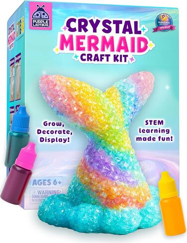 Crystal Growing Kit STEM Project for Kids Ages 8-12, Crystal Making Experiment for Girls, Grow Your Mermaid Crystal, Fun Summer Vacation Science Kit, Birthday Gifts for Kids Ages 6 7 8 9 10 11 12 in Saudi Arabia