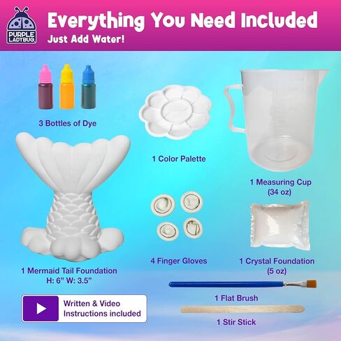 Crystal Growing Kit STEM Project for Kids Ages 8-12, Crystal Making Experiment for Girls, Grow Your Mermaid Crystal, Fun Summer Vacation Science Kit, Birthday Gifts for Kids Ages 6 7 8 9 10 11 12 in Saudi Arabia