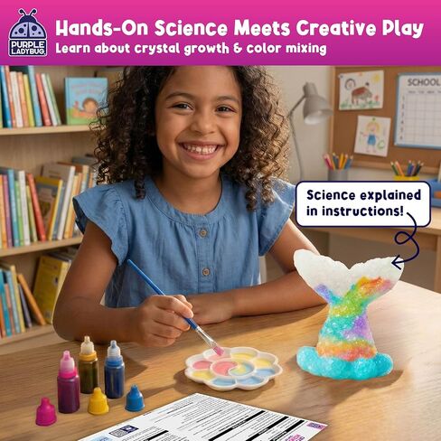 Crystal Growing Kit STEM Project for Kids Ages 8-12, Crystal Making Experiment for Girls, Grow Your Mermaid Crystal, Fun Summer Vacation Science Kit, Birthday Gifts for Kids Ages 6 7 8 9 10 11 12 in Saudi Arabia