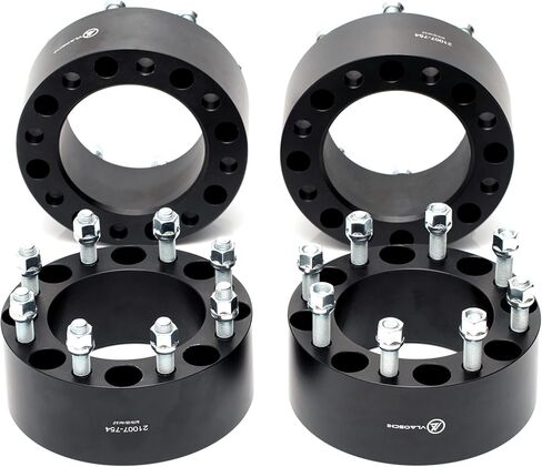 فواصل عجلات سوداء مقاس 8x6.5 مقاس 3 بوصة مع مسامير 14x1.5 متوافقة مع شيفروليه جي إم سي 8 العروة 8x165.1 لـ 1999-2010 سيلفرادو سييرا 2500 3500 HD | 2014-2021 R-A-M 2500 3500 - عبوة من 4 قطع in Kuwait