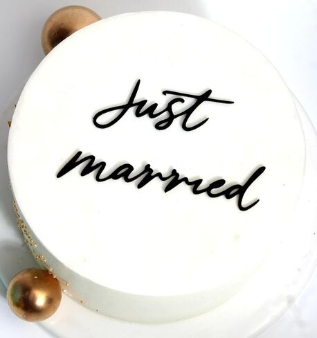 Just Married Acrylic Cake Topper, Black Acrylic Wedding Toppers,Mr & Mrs Cake Topper for Bridal Shower Anniversary Wedding Engagement Bachelorette Party Decorations in Saudi Arabia