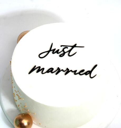 Just Married Acrylic Cake Topper, Black Acrylic Wedding Toppers,Mr & Mrs Cake Topper for Bridal Shower Anniversary Wedding Engagement Bachelorette Party Decorations in Saudi Arabia