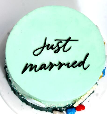 Just Married Acrylic Cake Topper, Black Acrylic Wedding Toppers,Mr & Mrs Cake Topper for Bridal Shower Anniversary Wedding Engagement Bachelorette Party Decorations in Saudi Arabia
