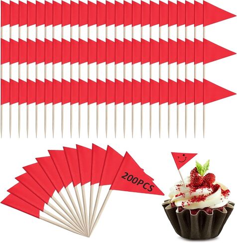 200 Pcs Red Solid Toothpick Flags Mini Plain Triangle Blank Custom Stick Cupcake Toppers Fruit Cheese Markers Labels for Golf Party Buffet Appetizers DIY Decorations in Saudi Arabia