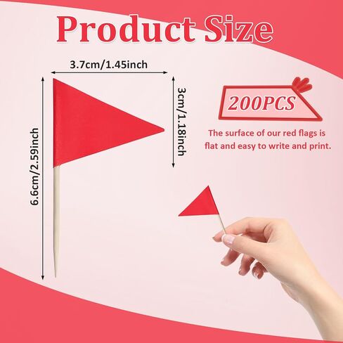 200 Pcs Red Solid Toothpick Flags Mini Plain Triangle Blank Custom Stick Cupcake Toppers Fruit Cheese Markers Labels for Golf Party Buffet Appetizers DIY Decorations in Saudi Arabia