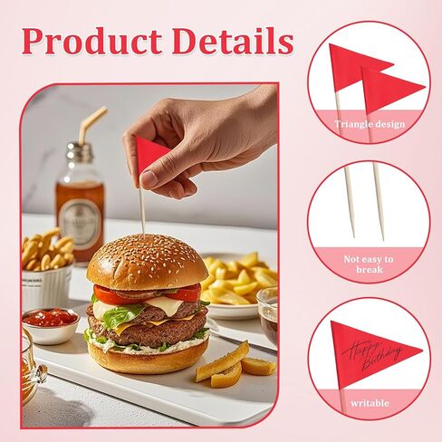 200 Pcs Red Solid Toothpick Flags Mini Plain Triangle Blank Custom Stick Cupcake Toppers Fruit Cheese Markers Labels for Golf Party Buffet Appetizers DIY Decorations in Saudi Arabia