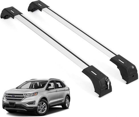 ERKUL Roof Rack Cross Bars for Ford Edge 2015-2024 | Aluminum Crossbars with Anti Theft Lock for Rooftop | Compatible with Flush Rails - Black in Kuwait