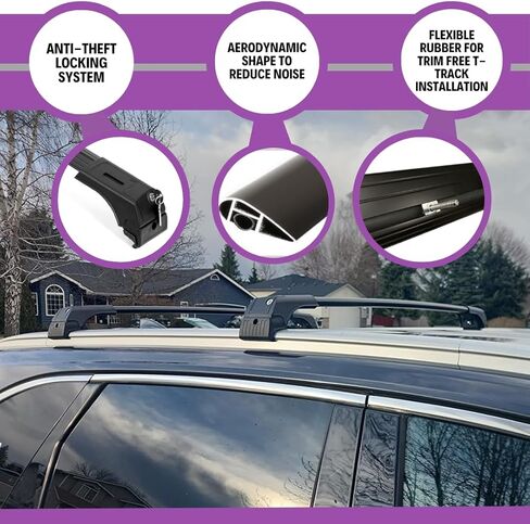 ERKUL Roof Rack Cross Bars for Kia Sedona 2015-2021 | Aluminum Crossbars with Anti Theft Lock for Rooftop | Compatible with Flush Rails - Black in Kuwait