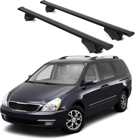 ERKUL Roof Rack Cross Bars for Kia Sedona 2015-2021 | Aluminum Crossbars with Anti Theft Lock for Rooftop | Compatible with Flush Rails - Black in Kuwait