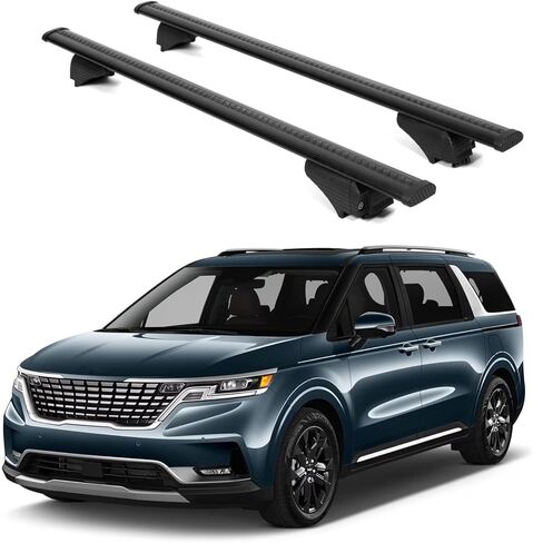 ERKUL Roof Rack Cross Bars for Kia Sedona 2015-2021 | Aluminum Crossbars with Anti Theft Lock for Rooftop | Compatible with Flush Rails - Black in Kuwait