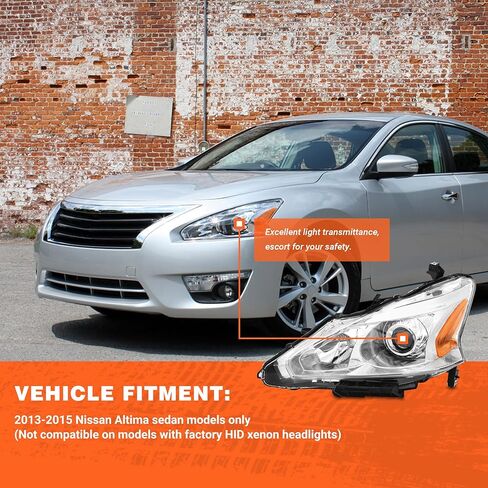 مجموعة المصابيح الأمامية لـ 13-15 Nissan Altima متوافقة مع 2013 2014 2015 Nissan Altima تناسب فقط 4 أبواب للسائق وجانب الركاب وعدسات شفافة (بدون مصابيح) in Kuwait