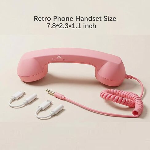 Retro Phone Handset for Cell Phone Wired Vintage Telephone Receiver with 3.5mm Jack, Includes USB-C + Lightning Adapters Old Fashioned Landline Handle for iPhone, for Android, and Laptop in Saudi Arabia