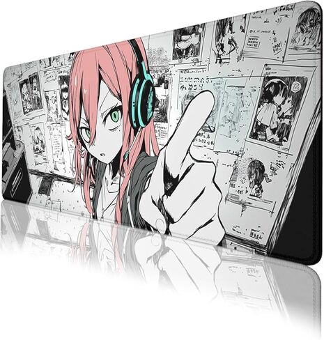 لوحة ماوس ألعاب Anime Girl لوحة مكتب ذات شعر أحمر وسماعات رأس بنمط رسم لوحة ماوس مقاس XL لوحة ماوس كبيرة للألعاب لوحة مفاتيح للكمبيوتر المحمول ولوحة مكتب ولوحة مفاتيح للكمبيوتر المحمول والمنزل 31.5 بوصة × 11.8 بوصة in Kuwait