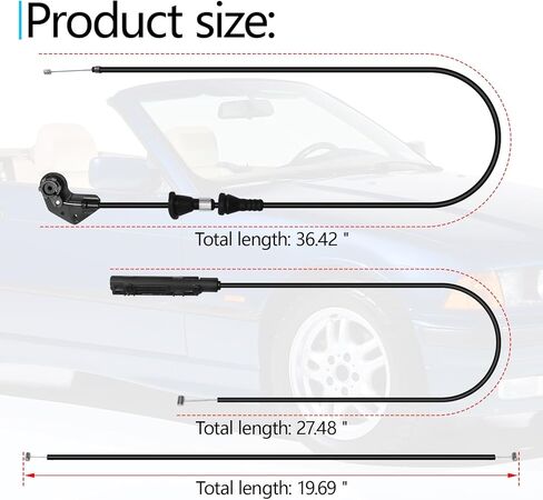 3Pcs Hood Latch Release Cable Front and Rear and Center Without Handle Fits for E46 Series 320i, 323Ci, 323i, 325Ci, 325i, 325xi, 328Ci, 328i, 330Ci, 330i, 330xi, M3 Replace 912-463 912-456 912-464 in Saudi Arabia